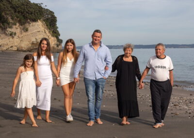 Extend family portrait photography on local Army beach, Auckland New Zealand