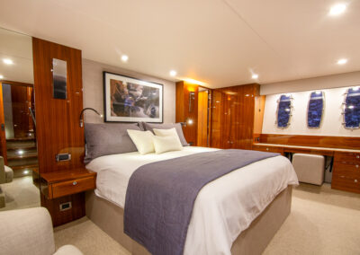 Bedroom photo of a High end Yacht photo in the marina. Professional real estate, interiors and boat photography in Whangaparaoa, Auckland, New Zealand.