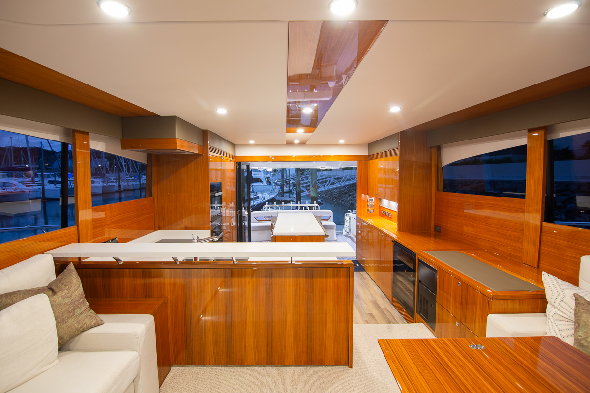 Interior shot of a High end Yacht photo in the marina. Professional real estate, interiors and boat photography in Whangaparaoa, Auckland, New Zealand.