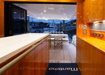 Interior shot of a High end Yacht photo in the marina. Professional real estate, interiors and boat photography in Whangaparaoa, Auckland, New Zealand.