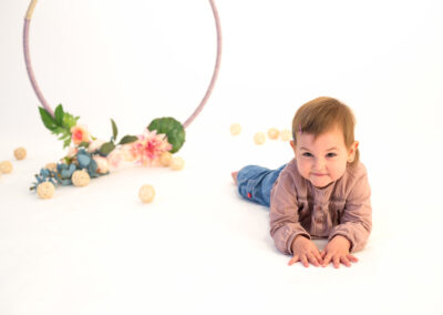 happy toddler in portrait studio Auckland