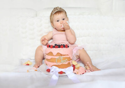 cake smash one year old baby birthday portrait