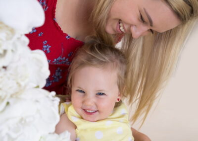 happy young girl with mum portrait