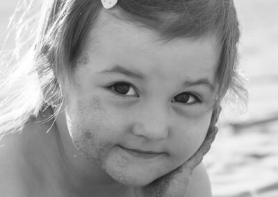 beach toddler portrait black and white new zealand