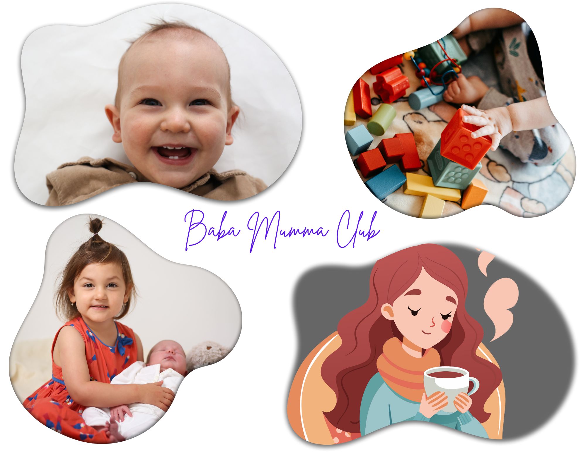 Baba Mumma Club baby mummy club photos with coffee, and happy kids