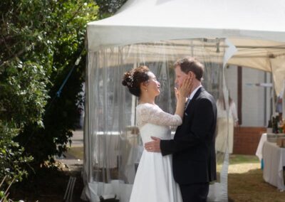 Bride and groom mature couple intimate shot