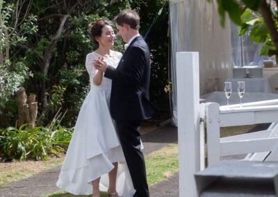dancing bride and groom candid shot