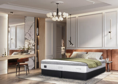 bed in elegant room- lifestyle product shot