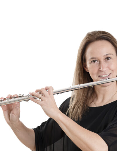 flute player musicians portrait on white background