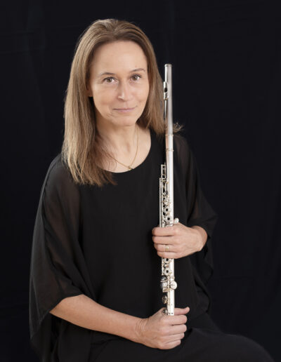 Black backdrop- flute player musicians portrait