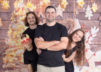 Happy family Christmas studio portrait