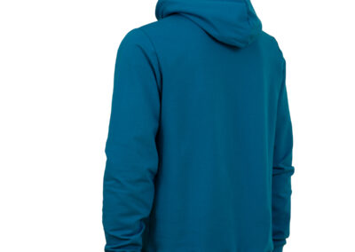 Mens blue hoodie _ product shot apparel_side view