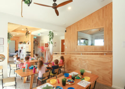 Inside of a daycare, set table with activity, light and airy high end photography