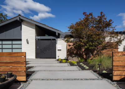 Extrerior shot of modern property with blue sky