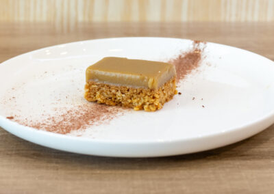 ginger slice with styled chocolate powder