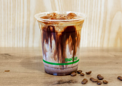 amazing running chocolate drink with coffee beans